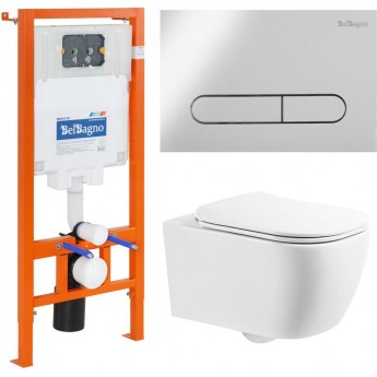 Комплект 4в1 унитаз, инсталляция, кнопка смыва, крышка-сиденье BELBAGNO Комплект 4в1 унитаз, инсталляция, кнопка смыва, крышка-сиденье BELBAGNO