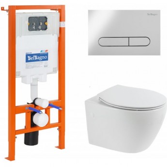 Комплект 4в1 унитаз, инсталляция, кнопка смыва, крышка-сиденье BELBAGNO Комплект 4в1 унитаз, инсталляция, кнопка смыва, крышка-сиденье BELBAGNO